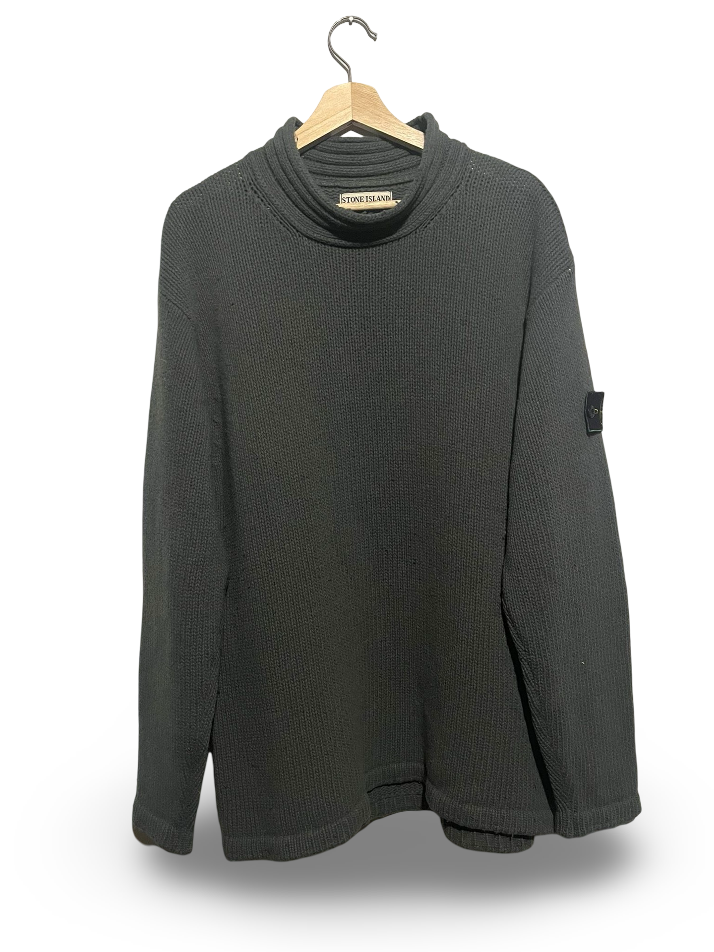 Z-Stone Island Green Edge Knitted Mock Neck Jumper (L)